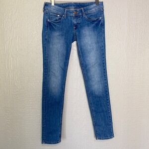 HM Super Skinny Super Low Waist Jeans Womens 28/30 Medium Wash Blue Denim